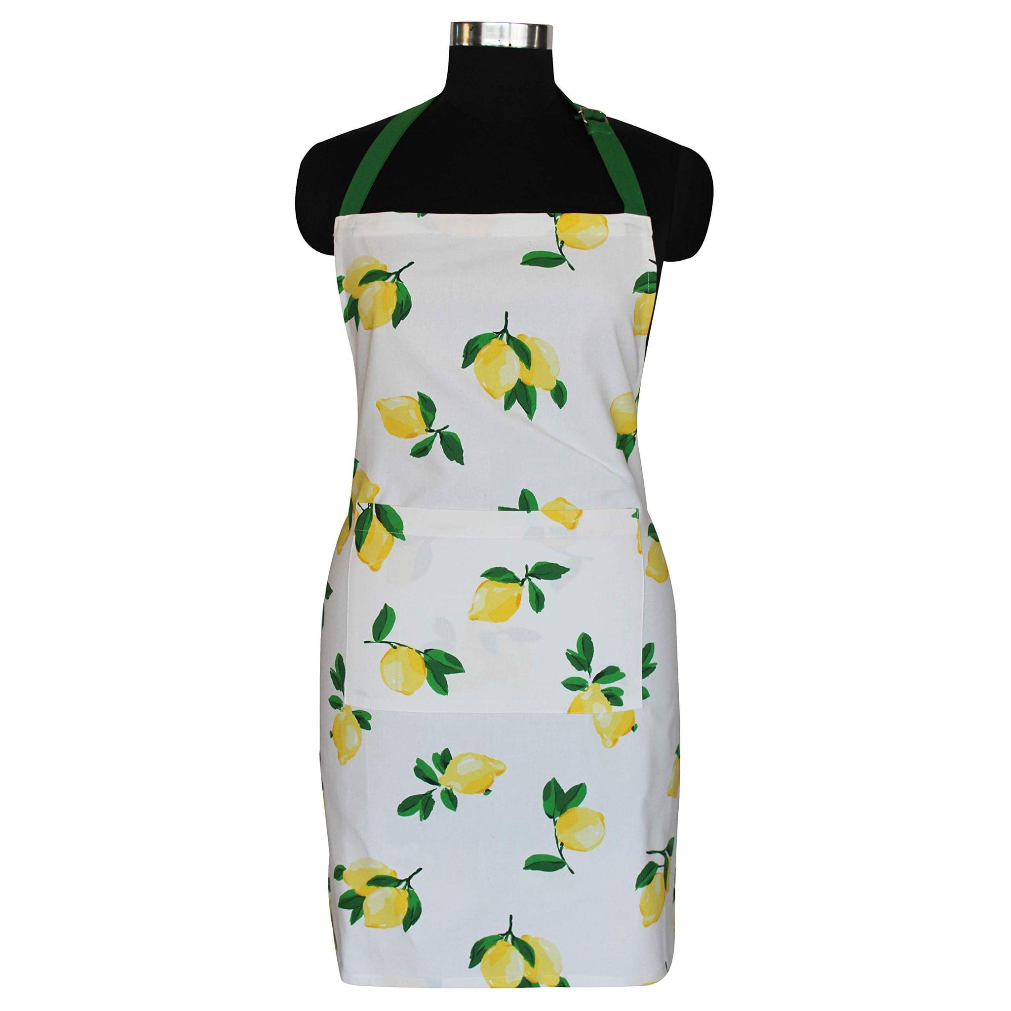 AIRWILL, 100% cotton designer aprons, sized 65cm in width and 80cm in length with 1 center pocket, adjustable buckle on top and 2 long ties on both 2 sides. Pack of 1 piece.