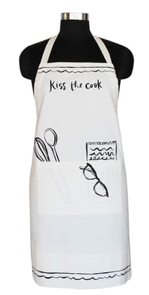 AIRWILL, 100% cotton designer aprons, sized 65cm in width and 80cm in length with 1 center pocket, adjustable buckle on top and 2 long ties on both 2 sides. Pack of 1 piece.