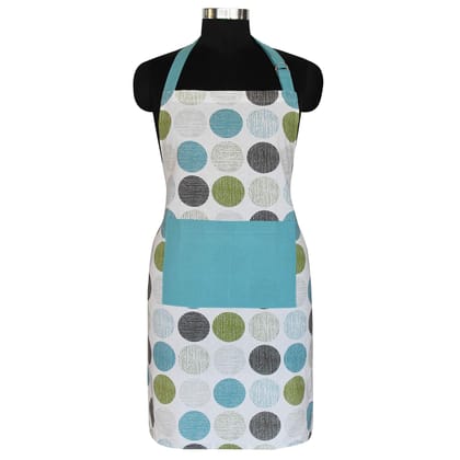 AIRWILL, 100% cotton designer aprons, sized 65cm in width and 80cm in length with 1 center pocket, adjustable buckle on top and 2 long ties on both 2 sides. Pack of 1 piece.