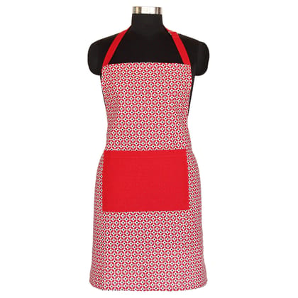 AIRWILL, 100% cotton designer aprons, sized 65cm in width and 80cm in length with 1 center pocket, adjustable buckle on top and 2 long ties on both 2 sides. Pack of 1 piece.