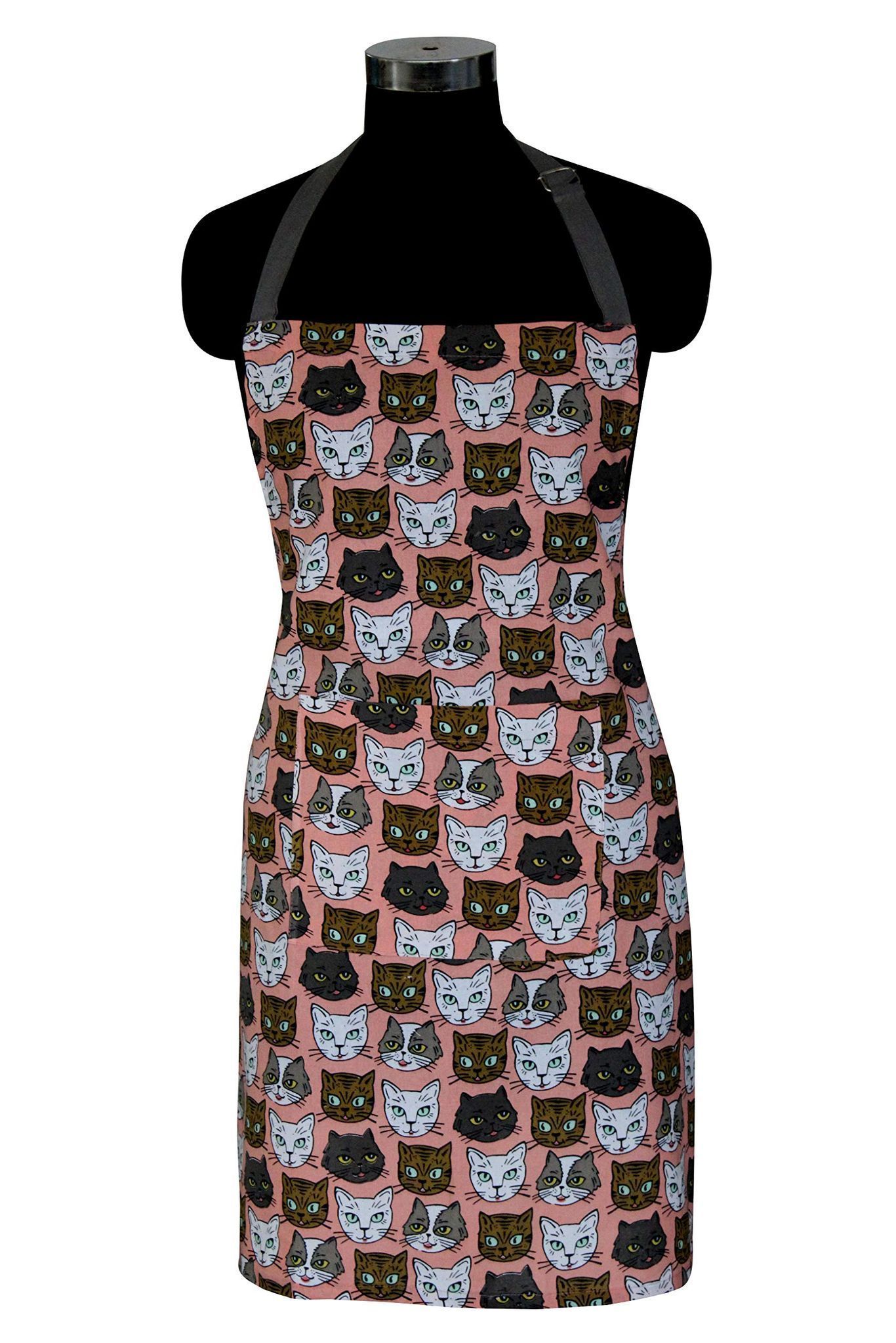 AIRWILL, 100% cotton designer aprons, sized 65cm in width and 80cm in length with 1 center pocket, adjustable buckle on top and 2 long ties on both 2 sides. Pack of 1 piece.