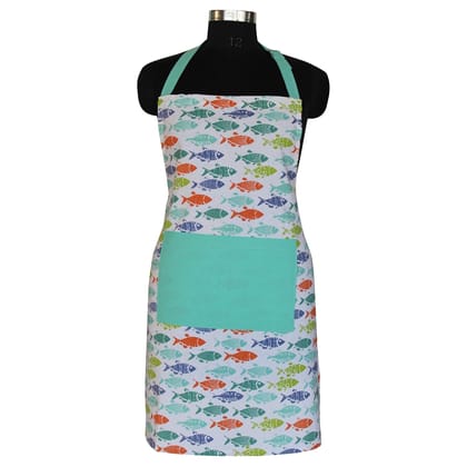 AIRWILL, 100% cotton designer aprons, sized 65cm in width and 80cm in length with 1 center pocket, adjustable buckle on top and 2 long ties on both 2 sides. Pack of 1 piece.