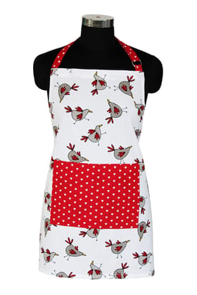 AIRWILL, 100% cotton designer aprons, sized 65cm in width and 80cm in length with 1 center pocket, adjustable buckle on top and 2 long ties on both 2 sides. Pack of 1 piece.