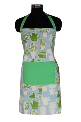 AIRWILL, 100% cotton designer aprons, sized 65cm in width and 80cm in length with 1 center pocket, adjustable buckle on top and 2 long ties on both 2 sides. Pack of 1 piece.