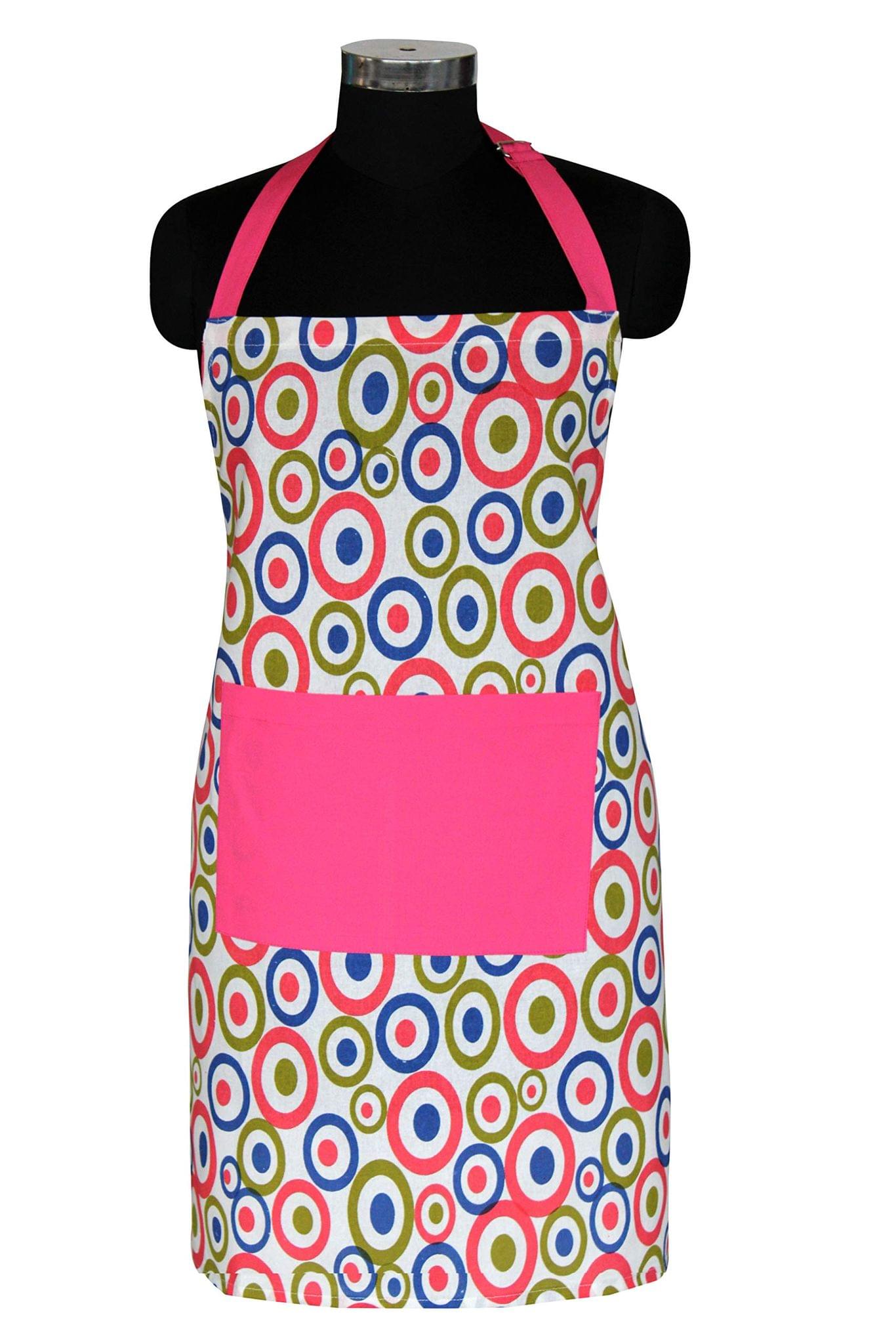 AIRWILL, 100% cotton designer aprons, sized 65cm in width and 80cm in length with 1 center pocket, adjustable buckle on top and 2 long ties on both 2 sides. Pack of 1 piece.