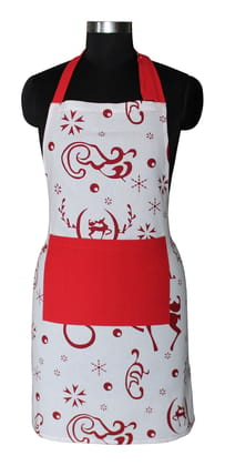 AIRWILL, 100% Cotton Designer Printed Aprons, Sized 65cm in Width & 80cm in Length with 1 Center Pocket, Adjustable Buckle on Top and 2 Long Ties on Both 2 Sides. Pack of 1 piece