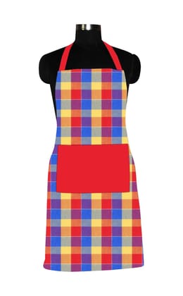 AIRWILL 100% Cotton Designer Home Use/Chefs Kitchen Apron with Free Sized and Long Straps on Both Sides, Adjustable Buckle on Top. Pack of 1 pc