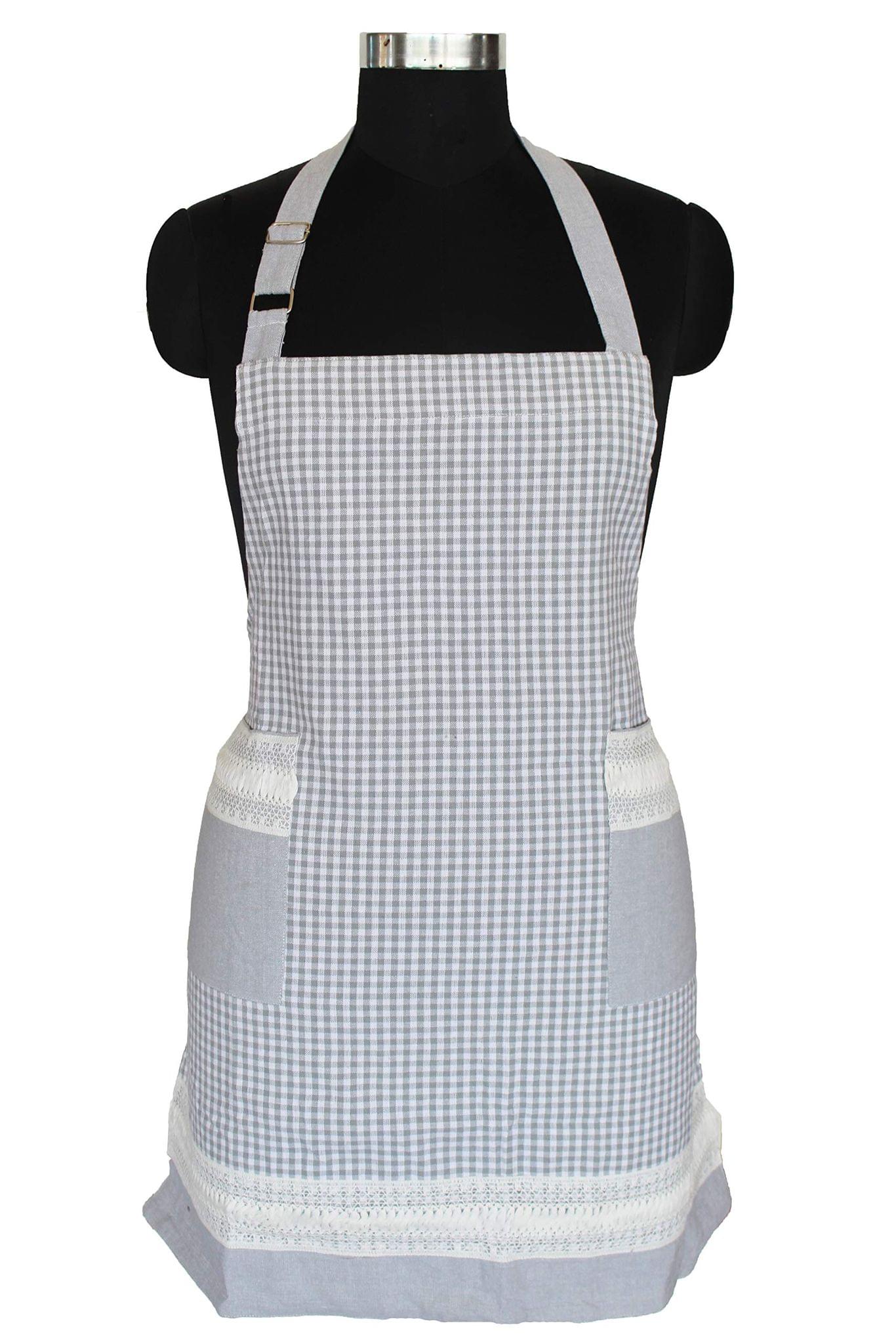 Airwill, 100% Cotton Designer Self Designed Bib Apron, Sized 65cm in Width and 80cm in Length with 2 Long Straps on Both Sides and Adjustable Buckle on Top. Pack of 1 pc