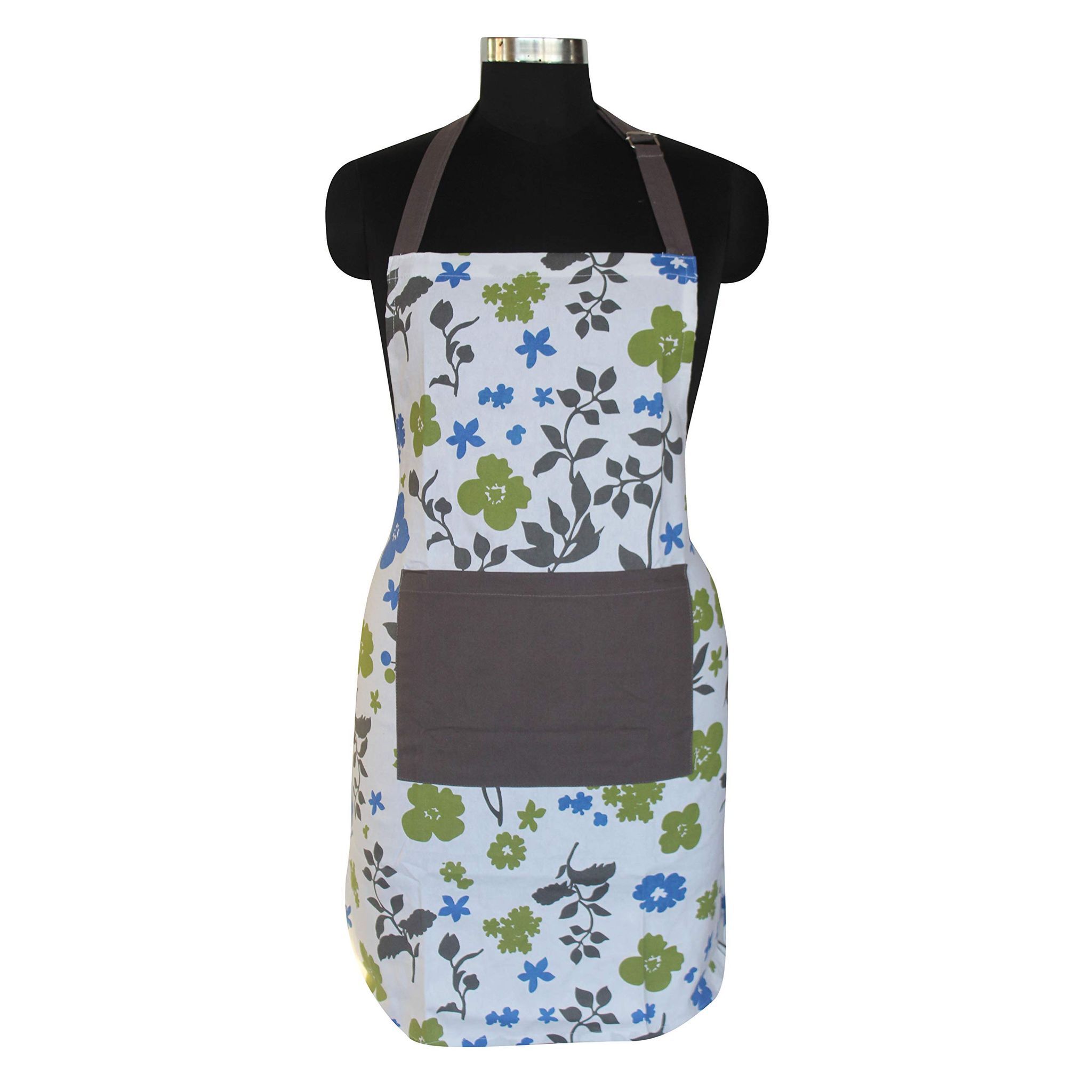 AIRWILL, 100% Cotton Designer Self Designed Bib Apron, Sized 65cm in Width and 80cm in Length with 2 Long Straps on Both Sides and Adjustable Buckle on Top. Pack of 1 pc