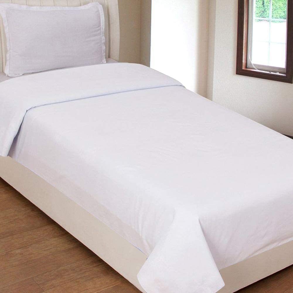 AIRWILL Cotton 200 GSM Single Bedsheet with 1 Pillow Cover (White, Pack of 1 Set)