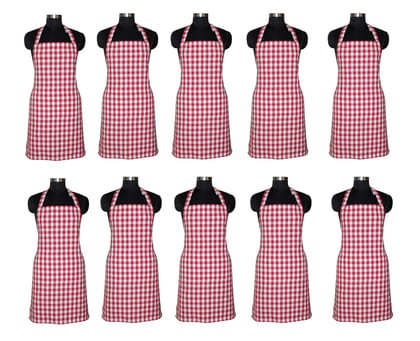 AIRWILL, 100% Cotton Yarn-dyed Designer Weaved Aprons, Sized 65cm in Width & 80cm in Length with 1 Center Pocket, Adjustable Buckle on Top and 2 Long Ties On Both 2 Sides. Pack of 10 Pieces