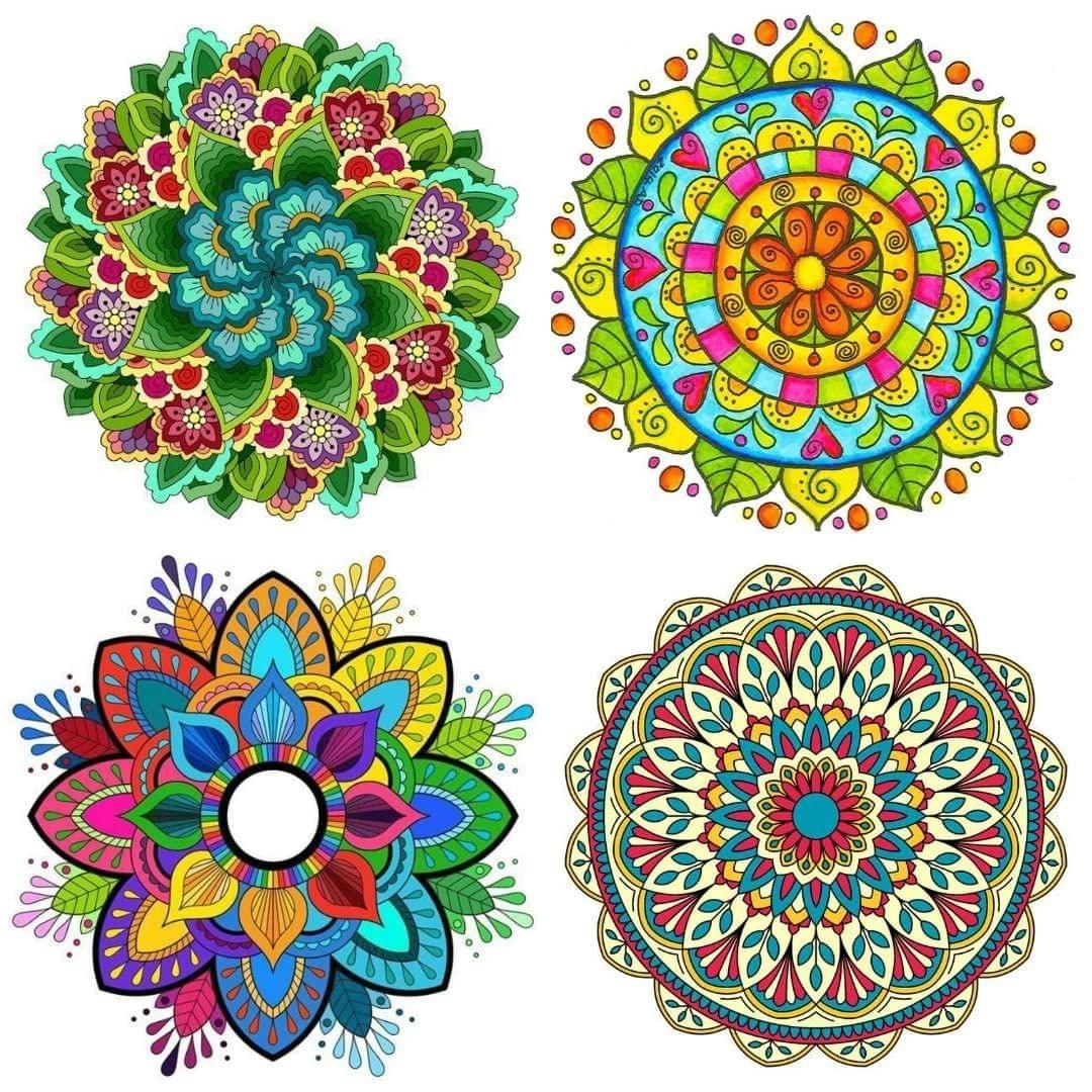 APM Rangoli Set of Four Pcs Waterproof Laminated Floor Sticker in 12X12 inches (RS02) (R04)