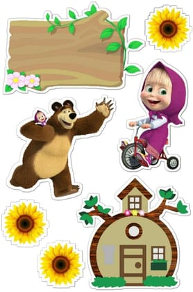 APM Masha & The Bear Wall Sticker Fully Waterproof Vinyl Sticker self Adhesive for Living Room, Bedroom, Office, Kids Room 12X18 inches (MBP10)