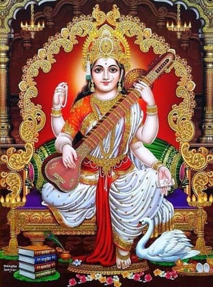 APM MAA Saraswati Wall Vinyl Sticker Fully Waterproof Siize 12X18 inches (M12)