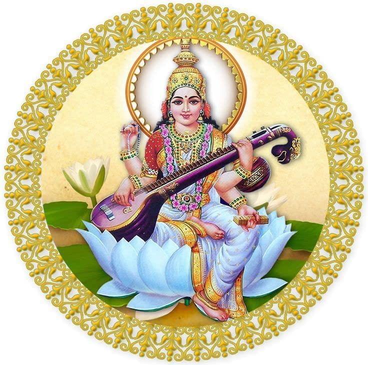 APM MAA Saraswati Wall Vinyl Sticker Fully Waterproof Siize 12X18 inches (M10)