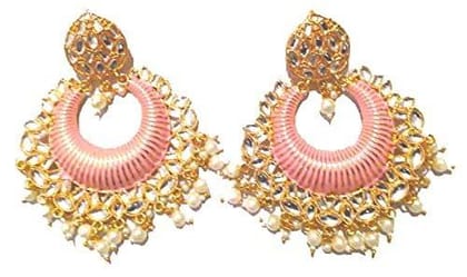 APM GOLDEN MULTICOLOUR FANCY EARINGS FREE SIZE FOR GIRL/WOMEN (PINK)