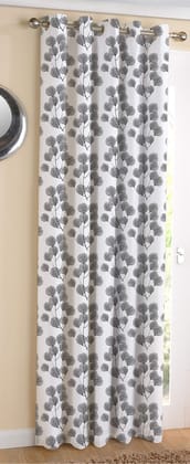 AIRWILL Cotton Root Leaf Designed Blackout and Room Darkening 7ft Door Curtains Pack of 1 pc. (Floral - Black)