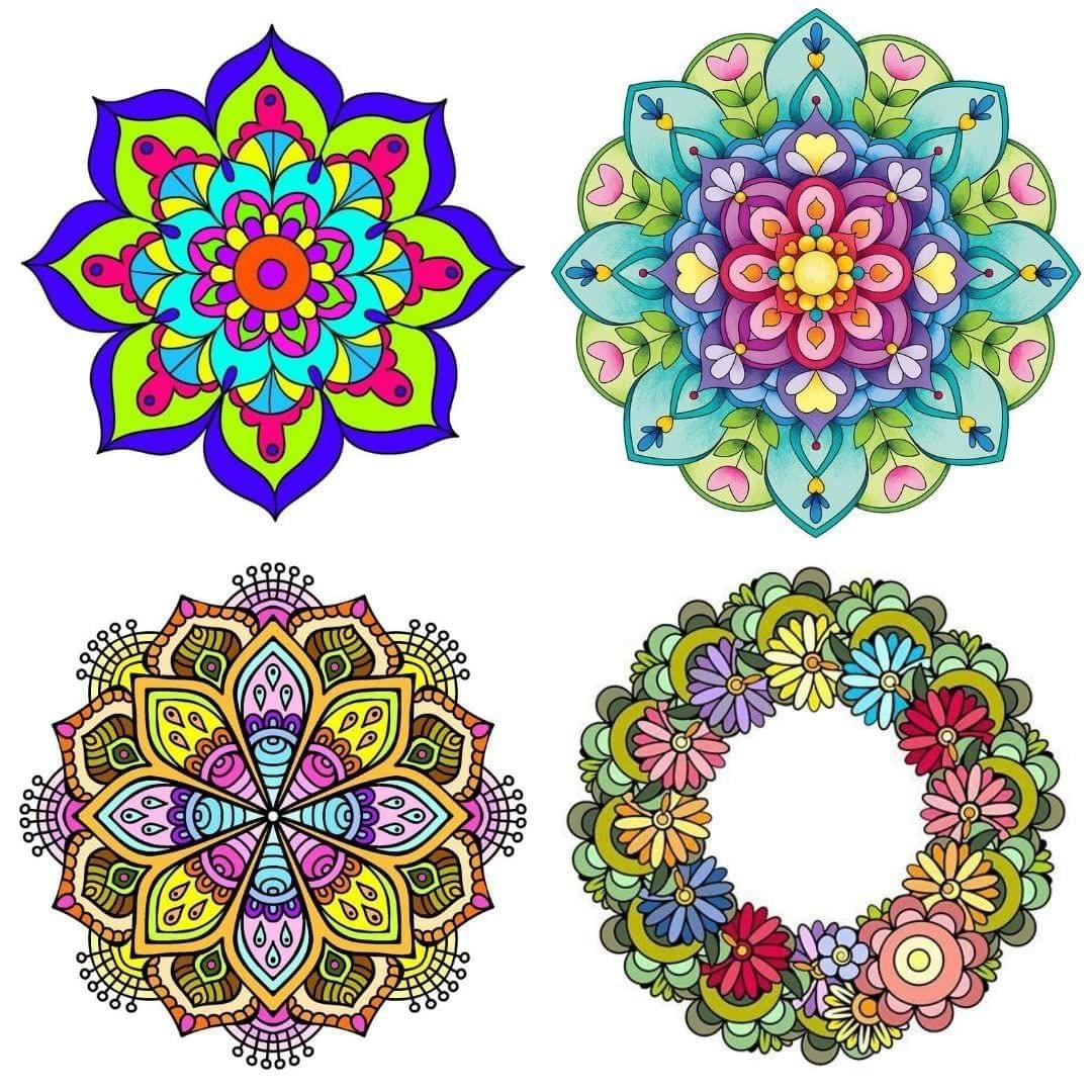 APM Rangoli Set of Four Pcs Waterproof Laminated Floor Sticker in 12X12 inches (RS02) (R09)