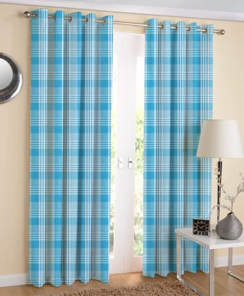 AIRWILL Cotton Window Curtain, 4 x 5 ft, Blue, Pack of 2