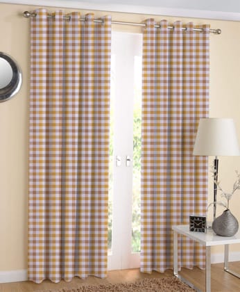 AIRWILL Cotton Grommet Solid Window Curtain (Yellow, 4 x 5 ft) -Pack of 2