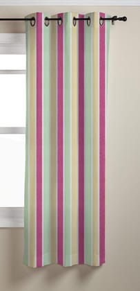 AIRWILL, Cotton Striped Pattern Window - 4x5ft Curtains - (Pack of 1 pc) - Multicolor