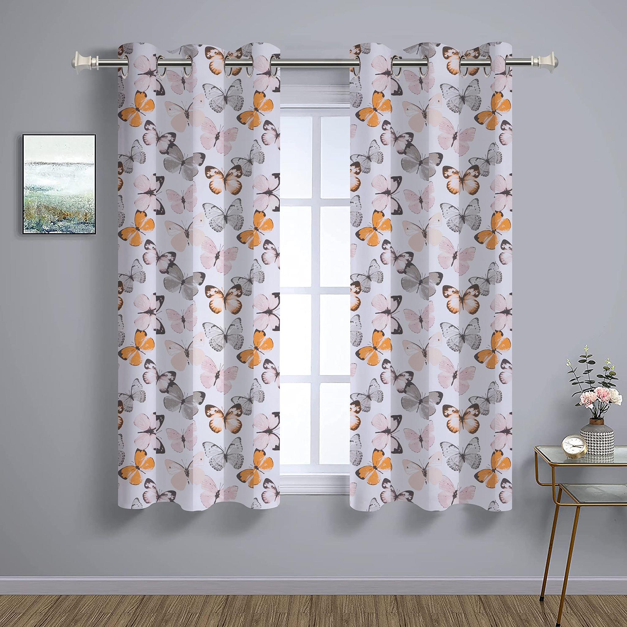 AIRWILL, Cotton Designer Themed Butterflies Digitally Printed Window Curtains, Sized 4ft in Width and 5ft in Length. Pack of 2 Pieces