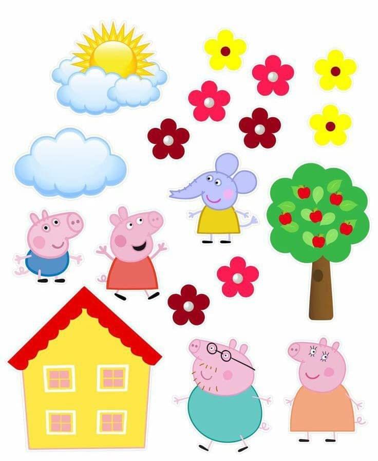 APM Peppa Pig Wall Sticker Fully Waterproof Vinyl Sticker self Adhesive for Living Room, Bedroom, Office, Kids Room 12X18 inches (PPC9) (AP8)