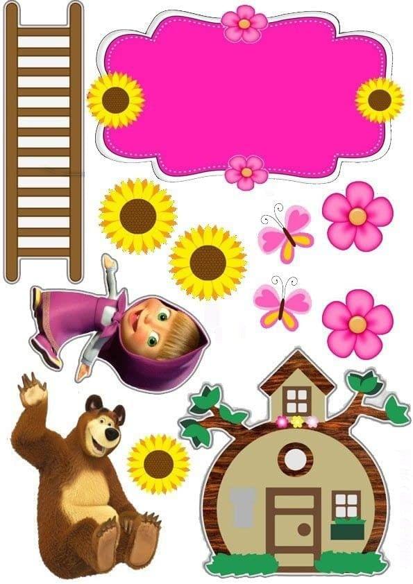 APM Masha & The Bear Wall Sticker Fully Waterproof Vinyl Sticker self Adhesive for Living Room, Bedroom, Office, Kids Room 12X18 inches (MBP7)