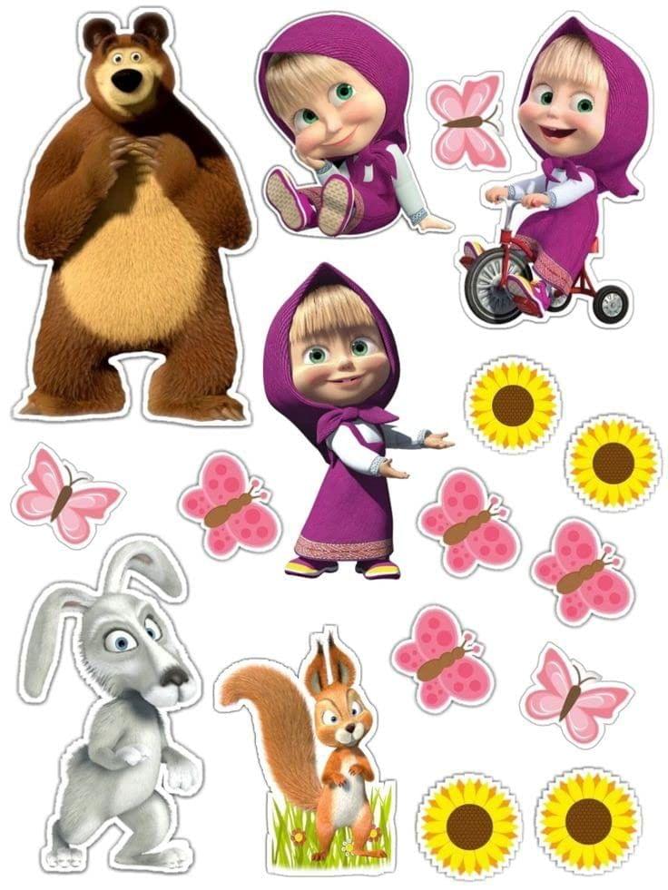 APM Masha & The Bear Wall Sticker Fully Waterproof Vinyl Sticker self Adhesive for Living Room, Bedroom, Office, Kids Room 12X18 inches (MBP16)