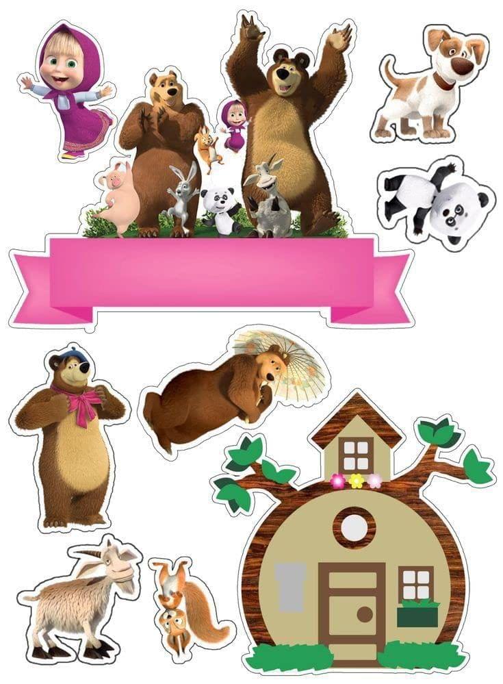 APM Masha & The Bear Wall Sticker Fully Waterproof Vinyl Sticker self Adhesive for Living Room, Bedroom, Office, Kids Room 12X18 inches (MBP13)