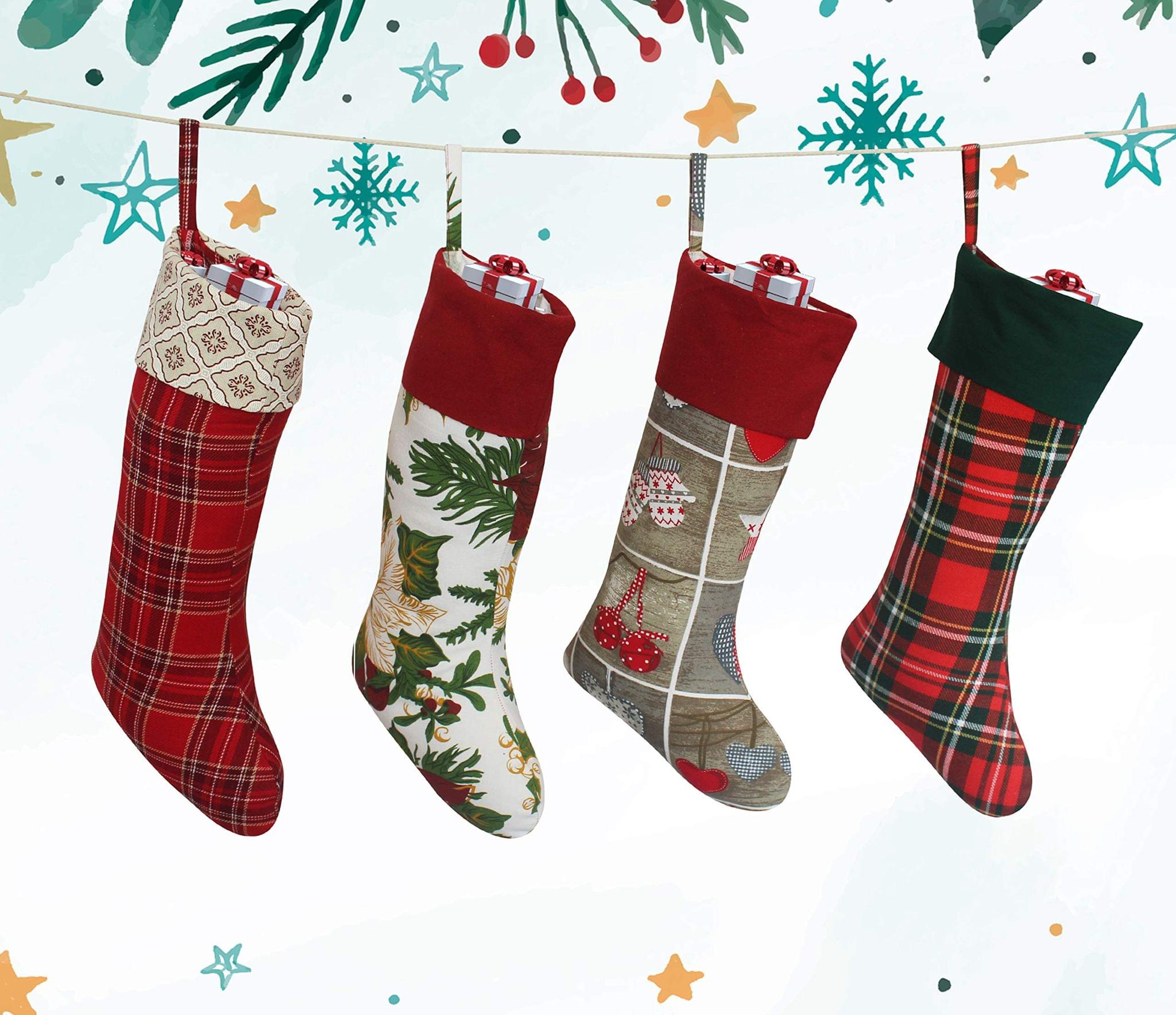 Airwill ? Cotton Designer Christmas Stockings -Pack of 4 pcs