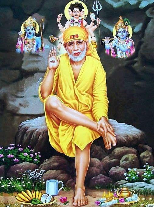 APM SAI Baba Wall Sticker Fully Waterproof Vinyl Sticker self Adhesive for Living Room, Bedroom, Office, Kids Room 12X18 inches (S5)