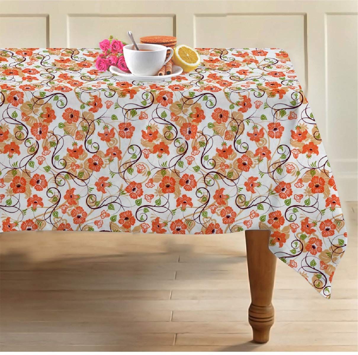 AIRWILL, 100% Cotton Self Designed 6 Seater Table Cloth, Pack of 1 pc.