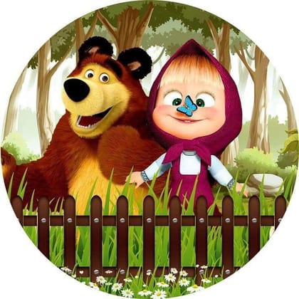 APM Masha & The Bear Wall Sticker Fully Waterproof Vinyl Sticker self Adhesive for Living Room, Bedroom, Office, Kids Room 12X18 inches (DC11)