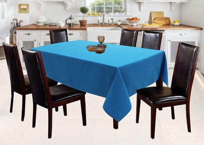 AIRWILL 100% Cotton Solid Pattern 6 Seater Rectangle Table Cover Sized, 56x71 inches (Blue, Pack of 1)