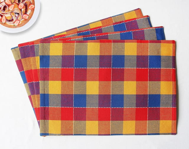 Buy Airwill, Cotton Checkered Pattern Dining Table Placemats, 33x48cms  (Red:Yellow) - Pack of 4 pcs Online at Low Prices in India 