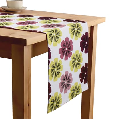 Airwill Cotton Floral Pattern Table Runner Length 152cm (Violet, Pack of 1)