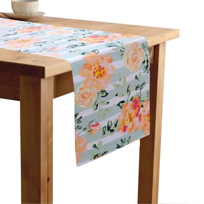 Airwill Cotton Floral Pattern Table Runner Length 152cm (Orange, Pack of 1)