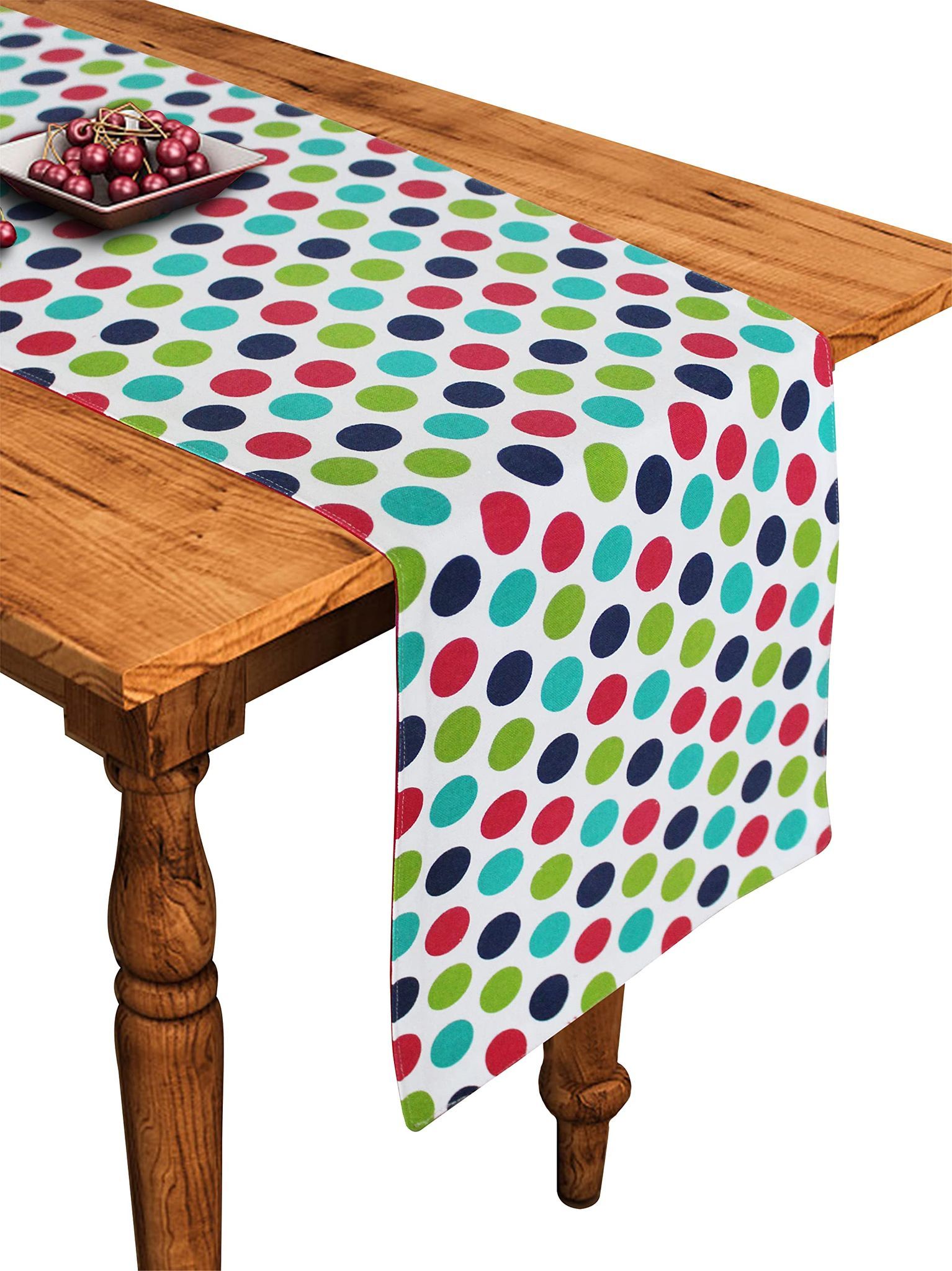 Airwill Cotton Singer Dot Designed Polka Dots Pattern Table Runner Length 152cm (Multicolor, Pack of 1)