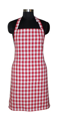 AIRWILL, 100% Cotton Yarn-dyed Designer Checked Weave Aprons, Sized 65cm in Width & 80cm in Length with 1 Center Pocket, Adjustable Buckle on Top and 2 Long Ties On Both 2 Sides. Pack of 2 piece.