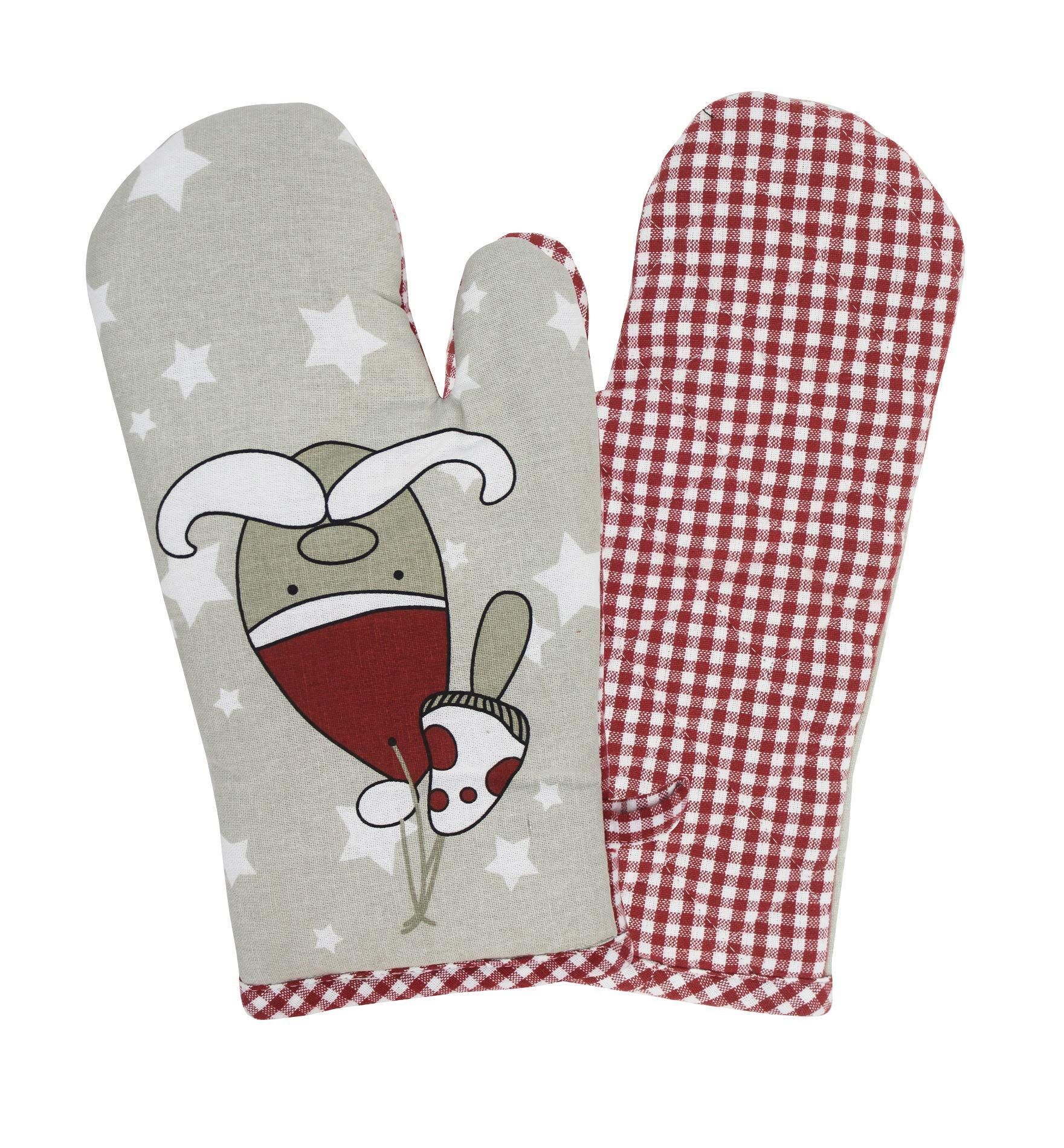 AIRWILL, 100% Cotton Kitchen Padded Oven Gloves, Mitts (Pack of 2)