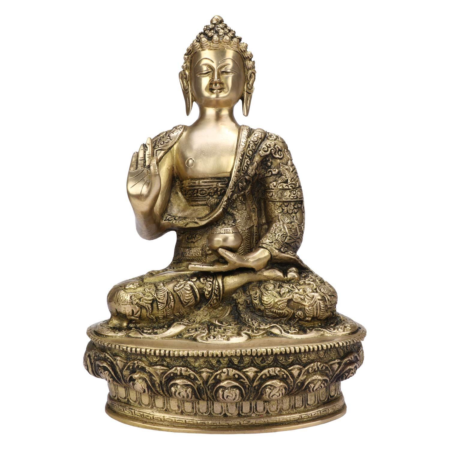 Buy Global Grabbers Polyresin Sitting Buddha Idol Statue Showpiece for  Homedecor Decoration Gift Gifting Items-Org_Blk-Bs2-(00), Multicolored  Online at Low Prices in India - Amazon.in
