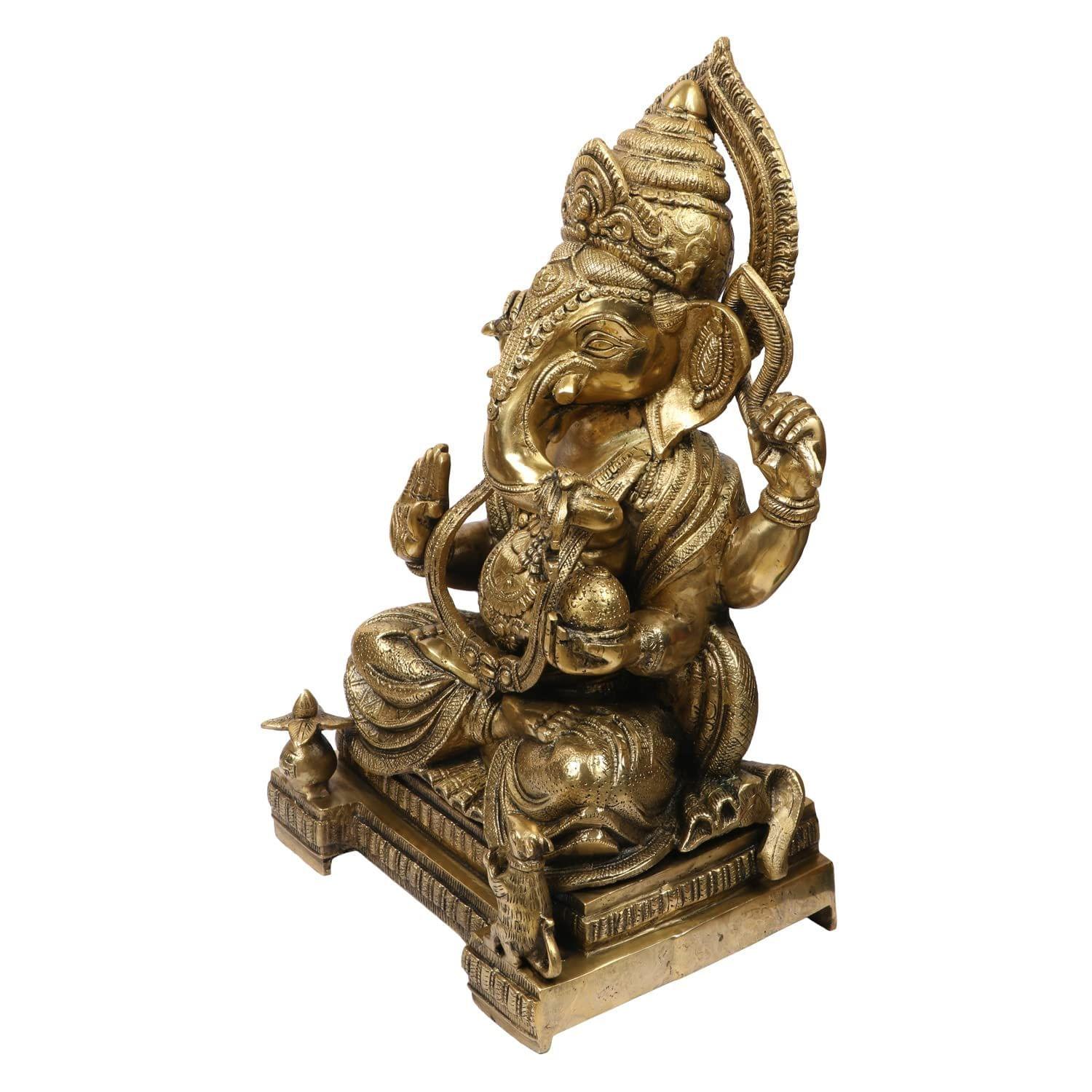 ARTVARKO Big Brass Ganesha Idol Ganesh Statue Murti for Pooja Home D�cor Gifting Height 18 Inches.