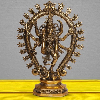 ARTVARKO Brass Dancing Natraja Murti | God Shiva Idol | Statue | for Home D�cor Vastu | Mandir | Gift | Multicolor Height 16 Inches