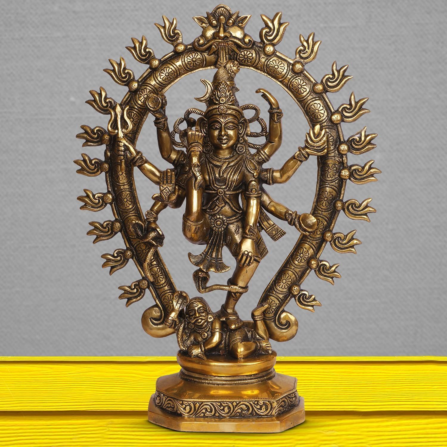 ARTVARKO Brass Dancing Natraja Murti | God Shiva Idol | Statue | for Home D�cor Vastu | Mandir | Gift | Multicolor Height 16 Inches