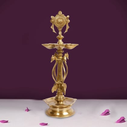 Artvarko Big Brass Chakra Villaku Vishnu Chakra Deepam, Diya, Deepa, Traditional Oil Lamp for Pooja, Aarti, Home and Decor 14 Inches