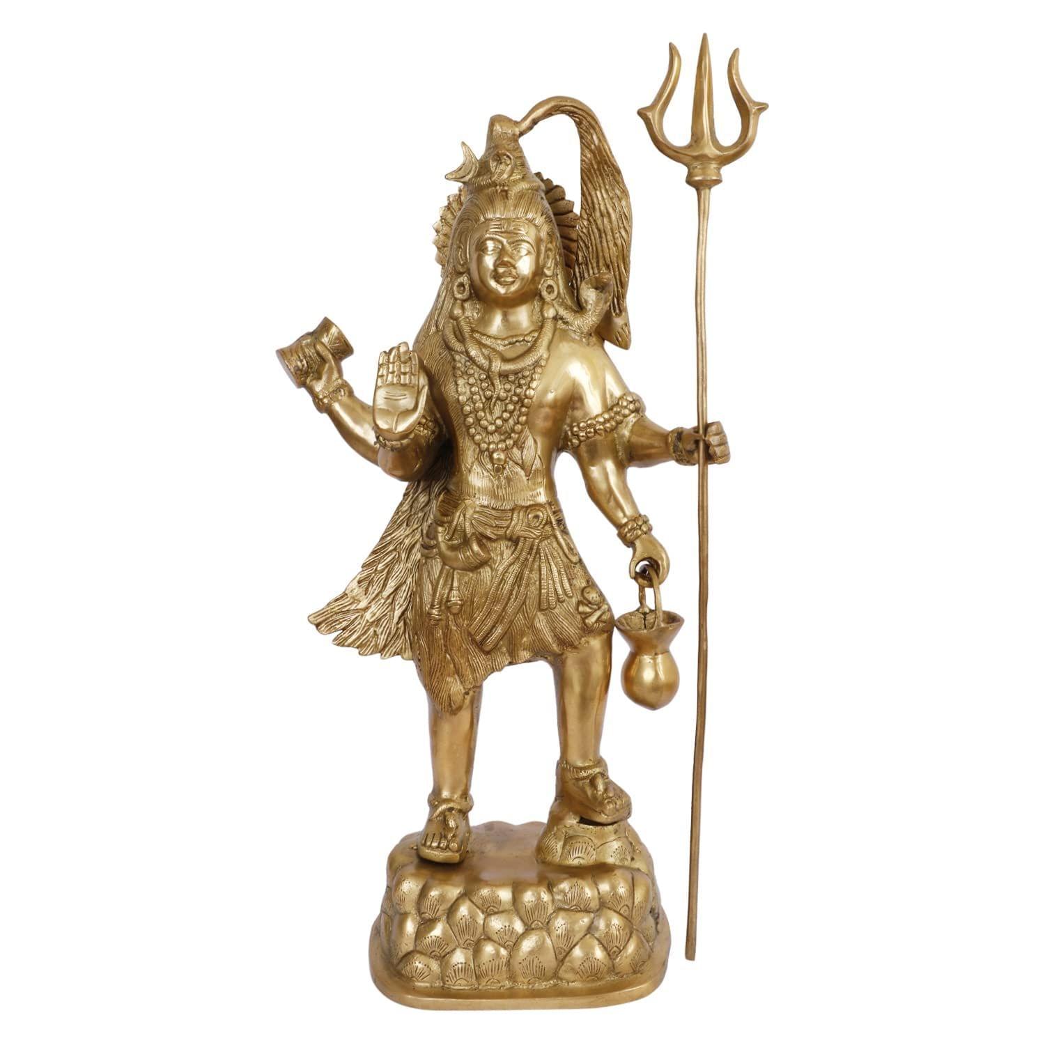 ARTVARKO Large Brass Shiva Idol Statue Mahakala Shiv Murti in