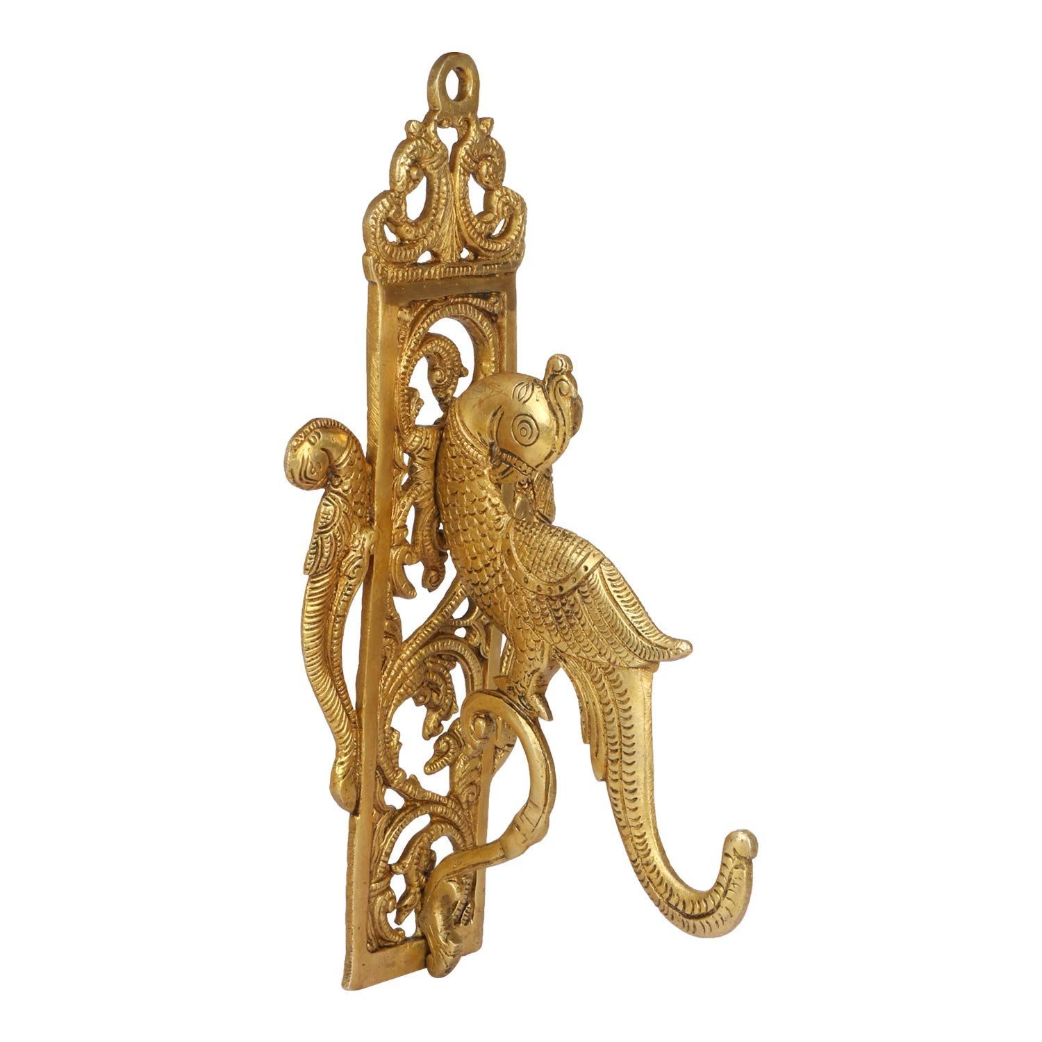 ARTVARKO Brass Traditional Parrot Wall Bracket Wall Hanger for Hanging Diya Lamp Wall Decor - 10" Inches