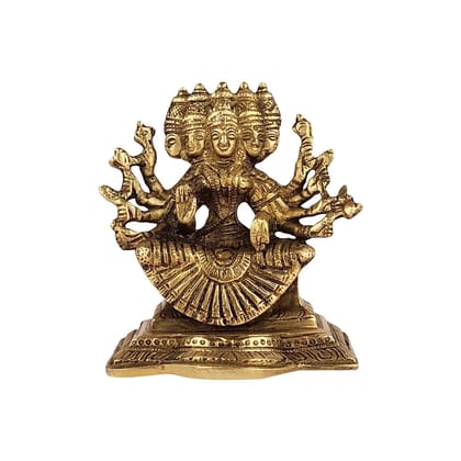 ARTVARKO Brass Idol Gayatri MATA Devi Sitting on Lotus, Savitri Hindu Goddess, Mother of Vedas, for Puja Mandir Temple Gift Decor 5 Inches