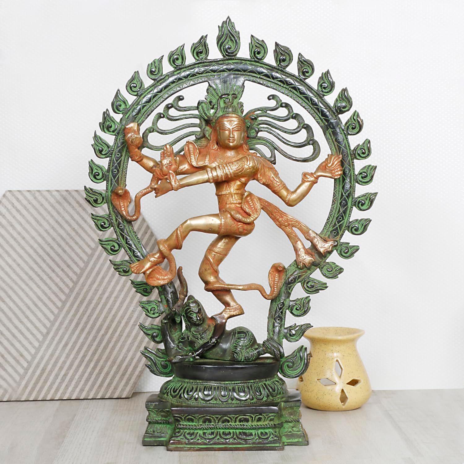 ARTVARKO Brass Natraj Idol Murti Nataraja Bhagwan Large Shiva Dancing Statue Home Decor Mandir Temple Vastu Showpiece for Gift Height 21 Inches